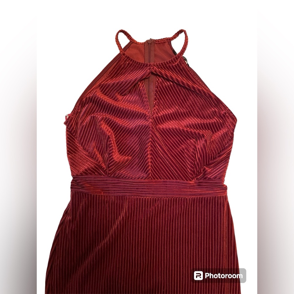 Dynamite Women’s striped velvet red halter dress